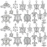 75pcs 15 Styles Tibetan Silver Mixed Turtle Shape Charms Vintage Alloy Sea Turtle Tortoise Dangle Pendants for DIY Necklace Bracelet Jewellery Making Supplies