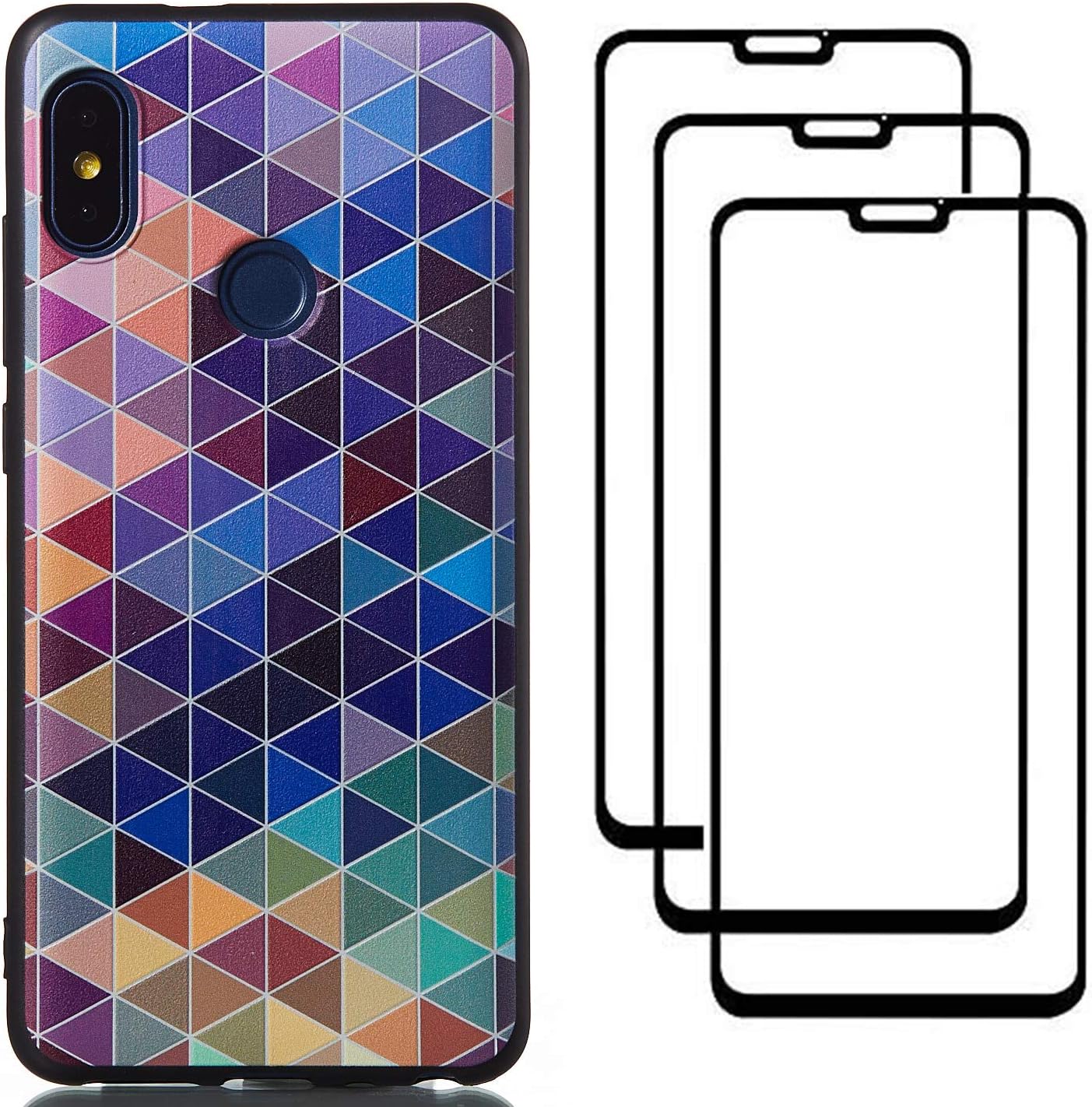 FANFO Case + 3 Pack Tempered Glass Compatible with Xiaomi Redmi Note 6 pro, Ultra silm TPU 3D Silicone Case Cover + 3 Pack Screen Protector For Xiaomi Redmi Note 6 pro - 1