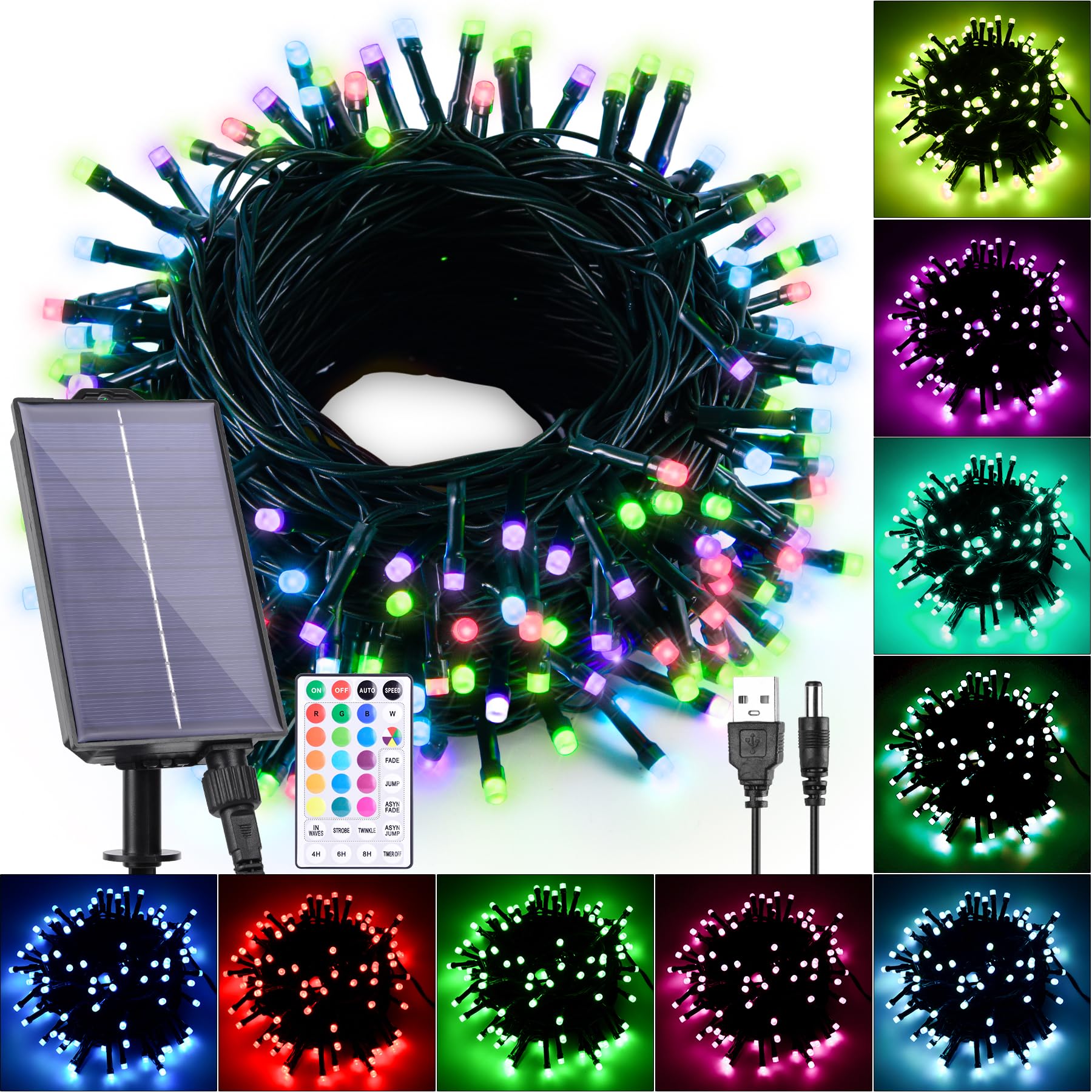 Photo 1 of ***MISSING PARTS***
Hozplex Solar String Lights Outdoor Waterproof 40Ft, 18 Colors Changing 100 LED Christmas Lights Solar Powered & USB with Remote, RGB Fairy Lighting for Outside Tree Fence Party Indoor Halloween Decor