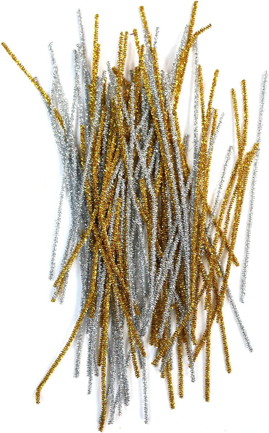 Metallic Gold + Silver Pipe Cleaners Choose 100 / 200 / 300 (100