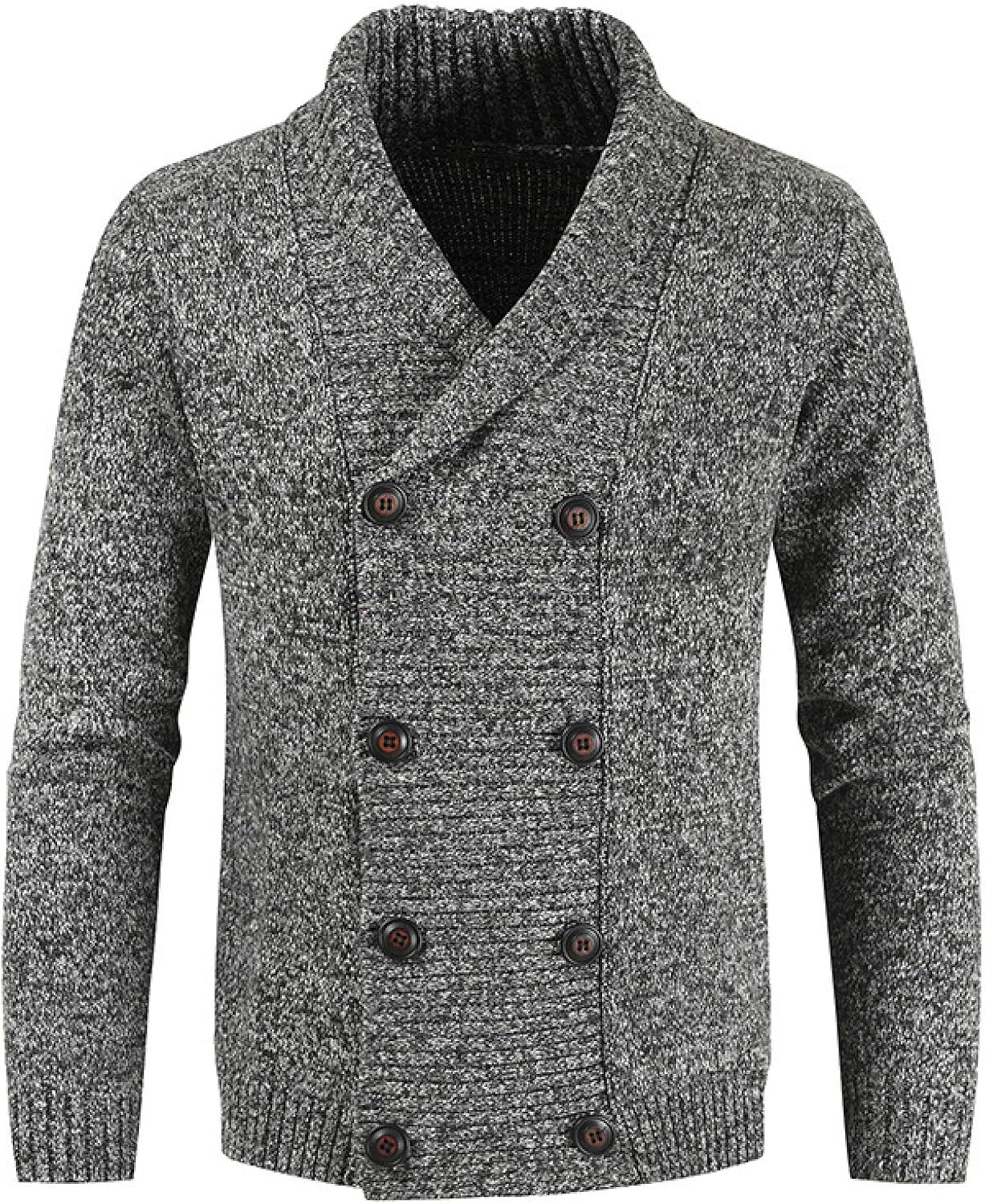 Men's Lapel DoubleBreasted Sweater Cardigan Mixed Color