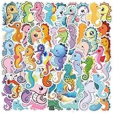 55pcs Seahorse Stickers Aesthetic Waterproof Stickers Luggage Skateboard Water Bottle Decal Bicycle Bumper Snowboard Decorate Gift.