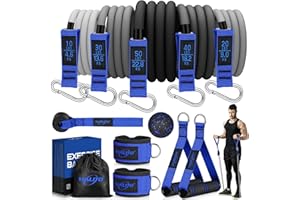 WALITO Resistance Bands Set - Exercise Bands with Handles, Door Anchor, Legs Ankle Straps, for Heavy Resistance Training, Physical Therapy, Muscle Training, Yoga, Home Workouts, Gym