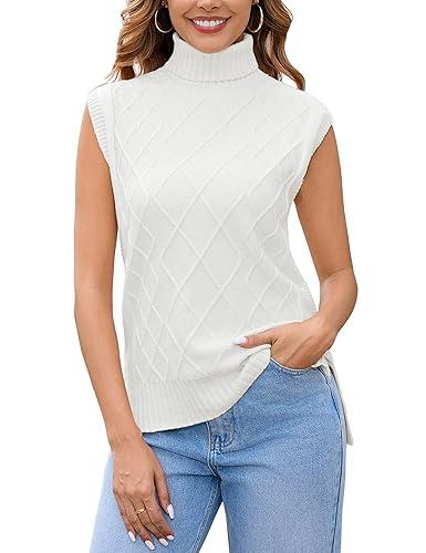 Turtleneck Sweater Vest High Neck Vests Ladies Women's Turtleneck