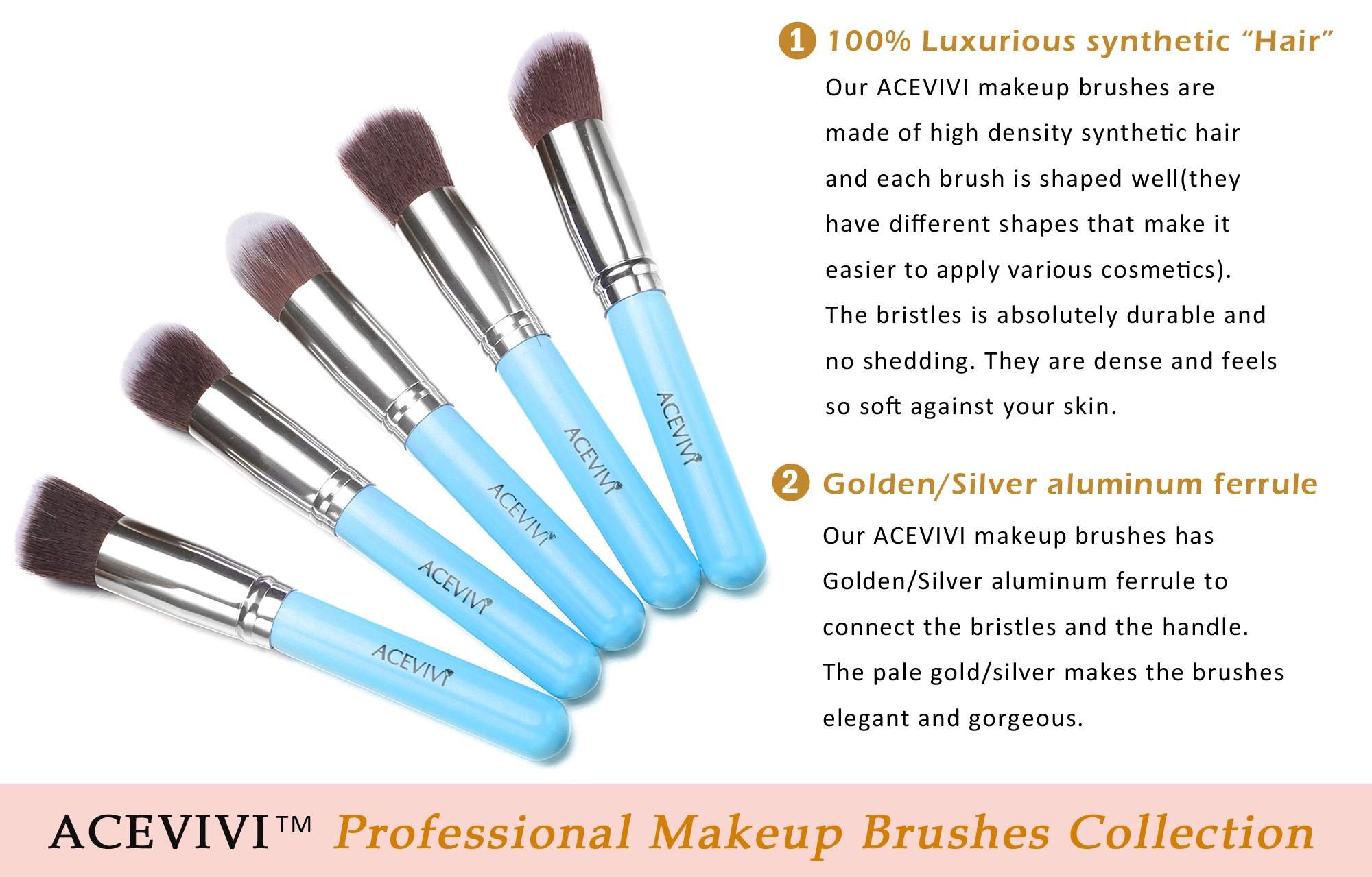 ACEVIVI Makeup Brushes - 10 PIECE Premium Makeup Brush Kit Bamboo Handle Synthetic Kabuki Foundation Cosmetic Brushes for Powder Liquid Cream