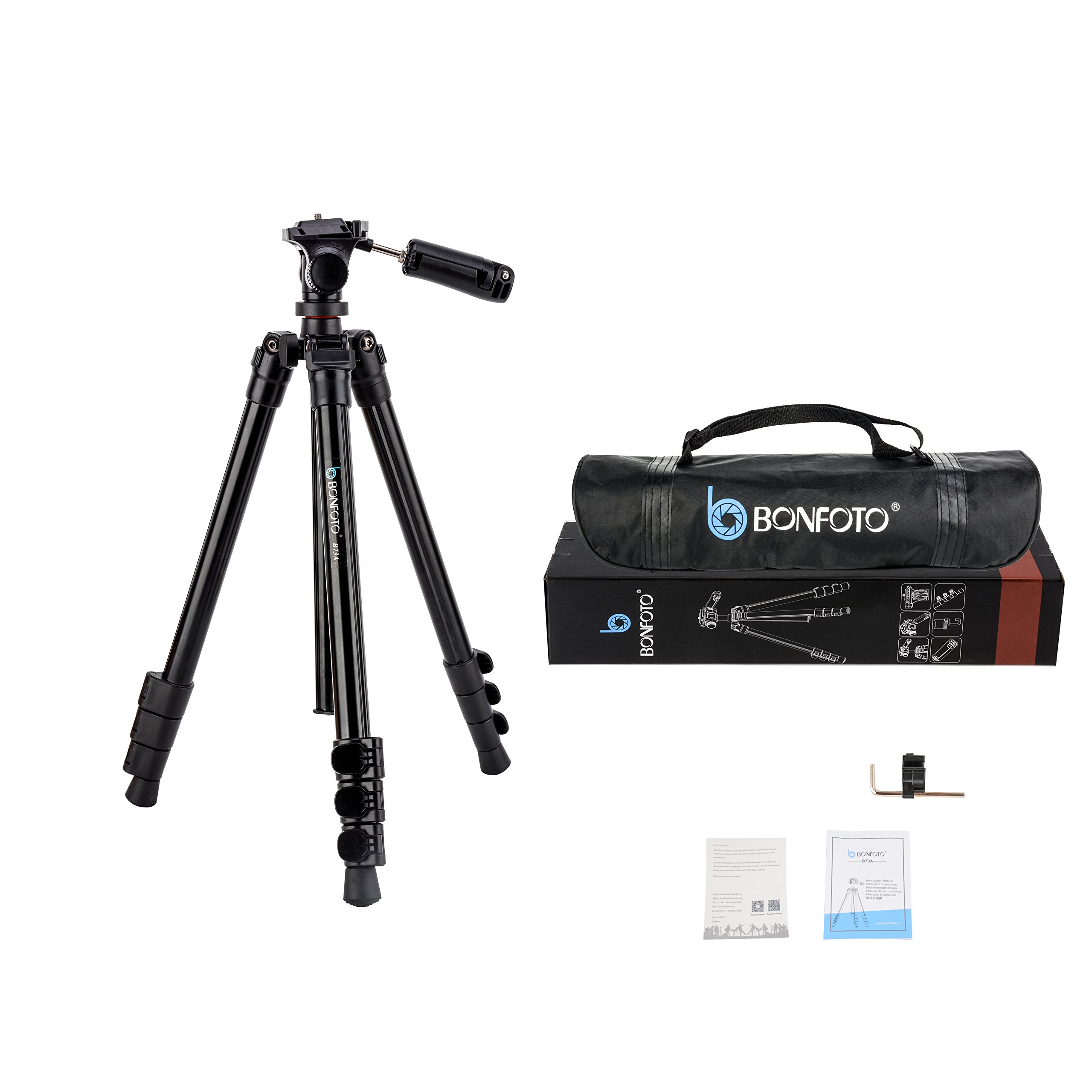 BONFOTO B73A 58inch Portable Heavy Duty Lightweight Aluminum Camera Video Tripod with 1/4\