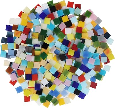 BELLE VOUS Mixed Colour Stained Glass Mosaic Tiles 700 Pieces 1x1 cm