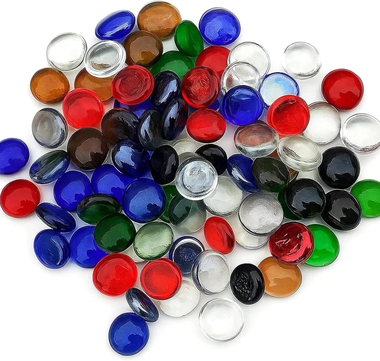 ARSUK Decorative Glass Pebbles, Stones, Beads Rounded Gems Flat Marble, Vase Filler, Artificial Fire Gemstones Crystal for Aquarium, Mosaic Tiles Vases Craft Garden Flowerpot Landscaping (180pcs, Mix)