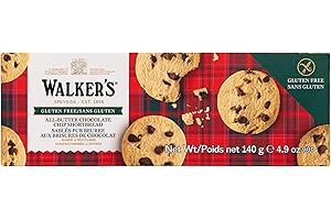 Walker's All Butter Gluten-Free Chocolate Chip Shortbread Rounds, Crunchy and Delicious, Gluten Free Cookies, Dark Chocolate 