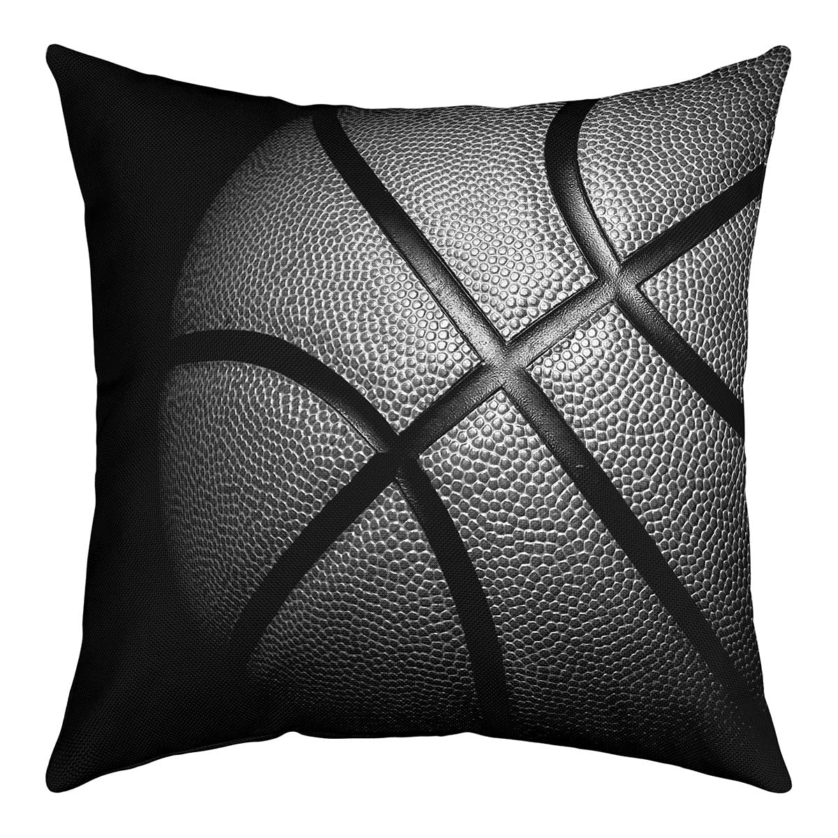 3D Basketball Decorative Square Throw Pillow Cover Chic Sports Theme Pillow Cover Soft Polyester for Living Room Boys Girls Ball Game Black and Gray Home Decor Cushion Case Pillowcase 18x18 Inch