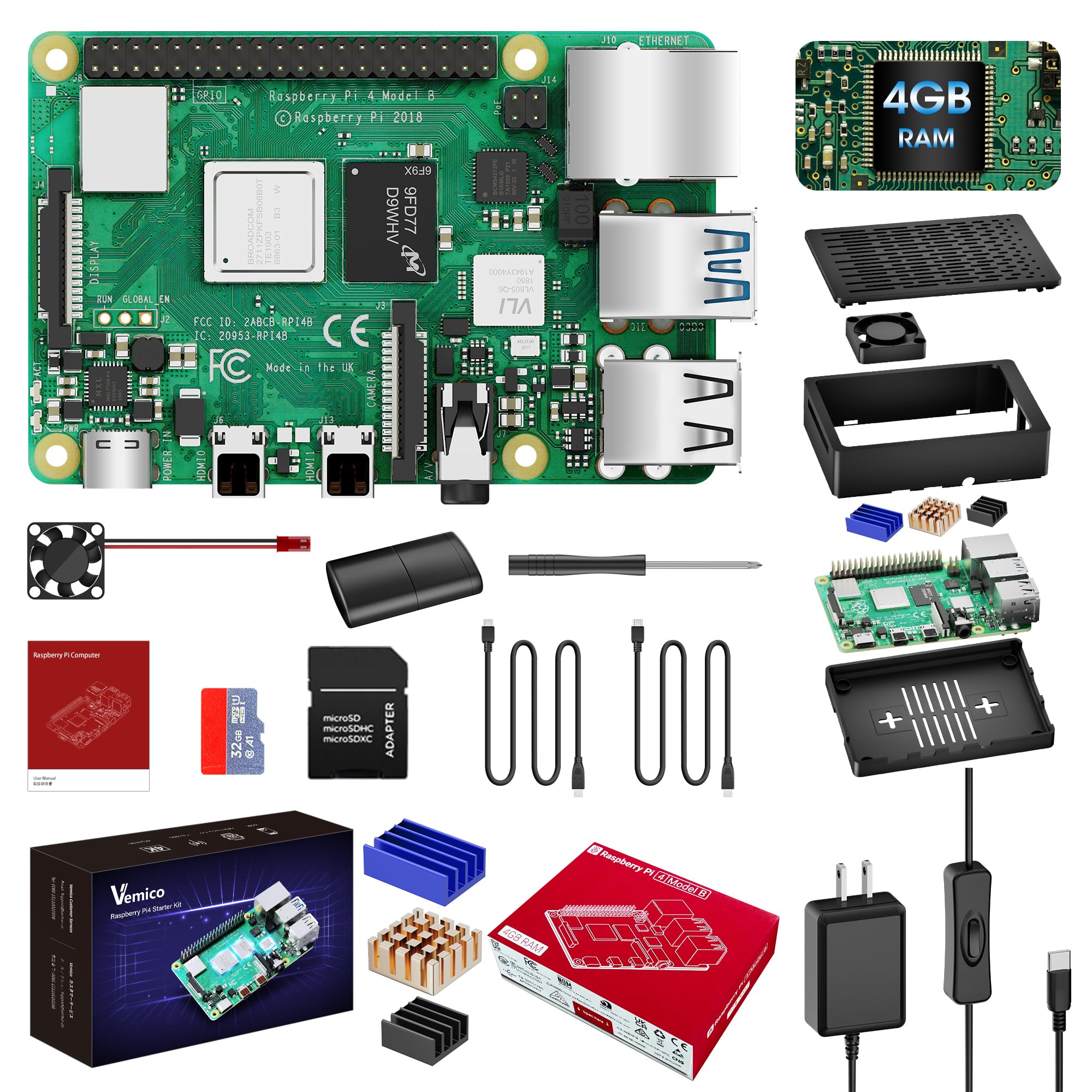 Mua Raspberry Pi 4 Model B 4GB Set RAM 4GB Base Starter Kit with SD ...