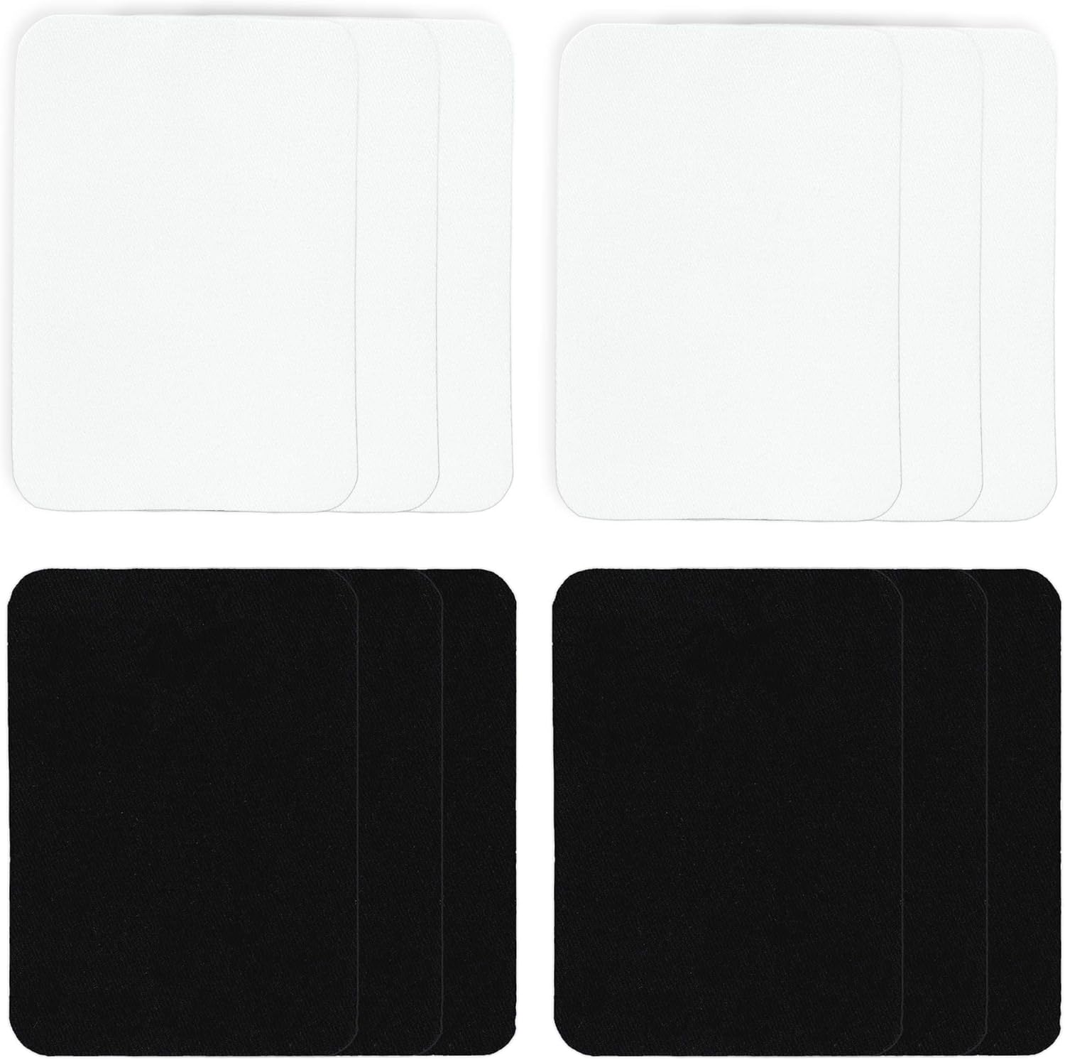 ZEFFFKA Fabric Iron-on Patches Inside & Outside Strongest Glue 100% Cotton Black and White Repair Decorating Kit 12 Pieces Size 3" by 4-1/4" (7.5 cm x 10.5 cm) - Image 4