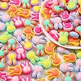CYEENUT 125pcs Acrylic Beads Colorful Rabbit Beads Rainbow Color Beads for Jewelry Making Handmade DIY Bracelet, Charms Keychain Craft Supplies (Rabbit)
