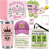 Pickleball Gifts for Women, Pickleball Lover Stuff with 20 Oz Tumbler Hat Socks Tote Bag Makeup Bag Keychain Sticky Notes, Birthday, Christmas Gift for Pickleball Player, Pickleball Coach