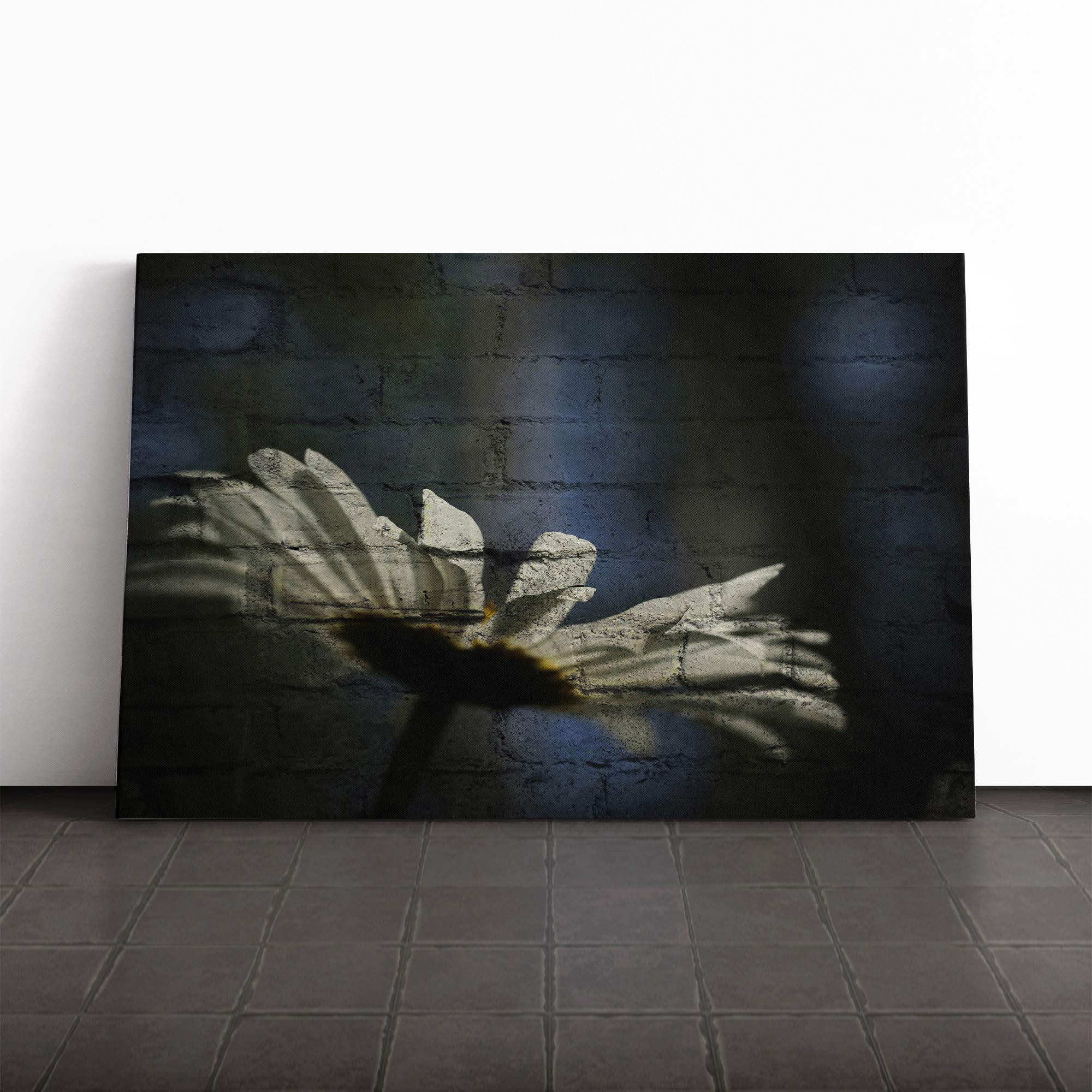 White Daisy Flower (2) Canvas Print | Gallery Wrapped 30mm Frame Wall Art | 20x14 inches | Ready to Hang | Modern Floral Picture | Living Room Bedroom Lounge Office