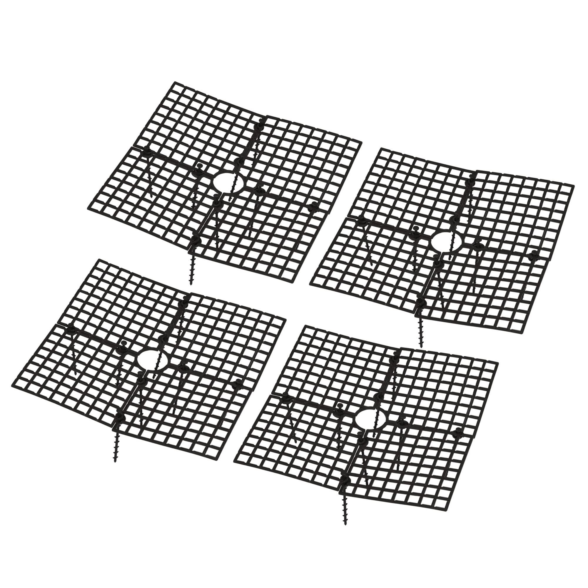 PATIKIL 11.8" x 11.8" Plant Pot Grid, 4 Pack Square ABS Flowerpot Soil Protector Cover, Black