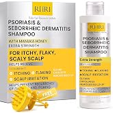 RHRI Psoriasis Shampoo with Salicylic Acid 3% for Seborrheic Dermatitis | Itchy Scalp Treatment with Manuka Honey, Medicated Dandruff Shampoo for Flaking and Scaling, Scrubber Brush Included