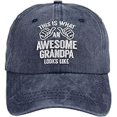 Grandpa Hats for Men, Adjustable Embroidered Wash Cotton Grandfather Birthday Baseball Cap