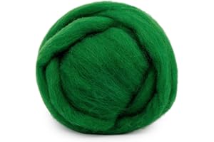 Mayboos Wool Roving Yarn, 1.76oz Colored Natural Wool Roving,Wool Felting Supplies Pure Wool Chunky Yarn for Wet Felting handcrafts and Spinning (Green Color)
