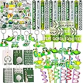 Meaxur 110 Pcs Golf Party Favor Set Includes Golf Theme Slap Bracelet Golf Drinking Straws Golf Ball Keychain Golf Gift Bags Golf Stickers for Golf Goodies Bags Filler Golf Birthday Party Decorations