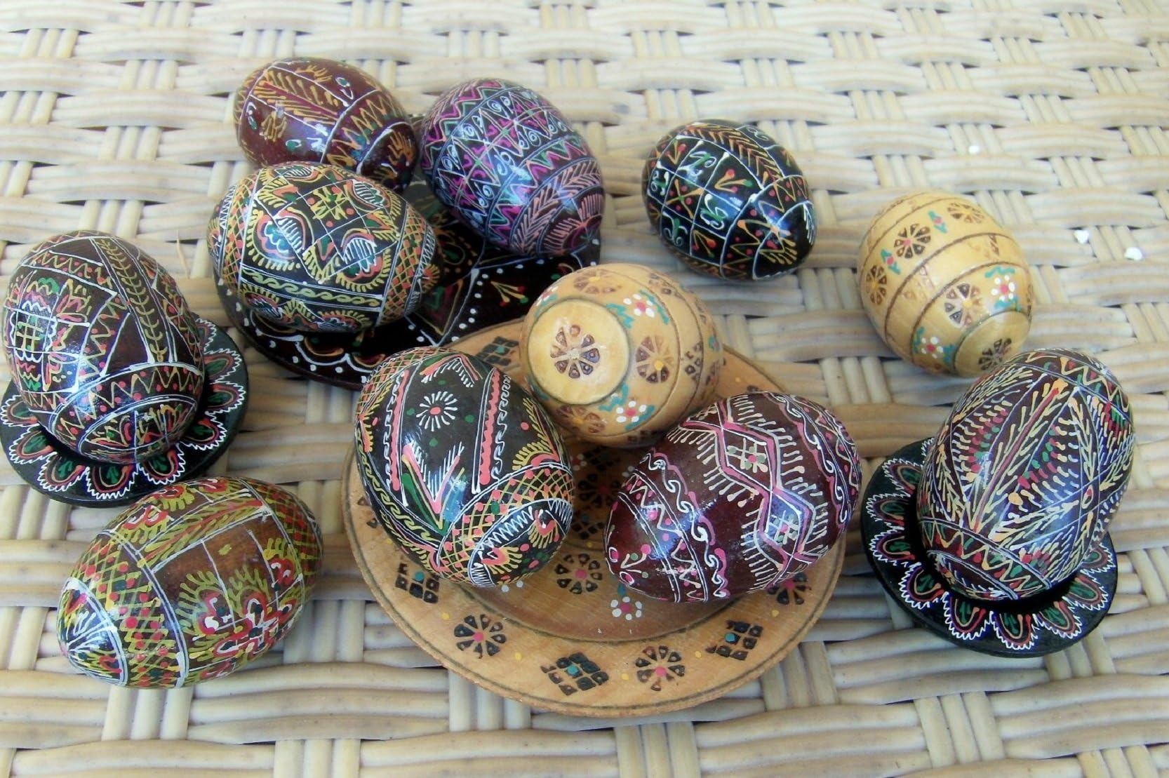 Ukrainian Wooden Hand made Hand painted Easter Pysanka / Pisanka Eggs #eg.301