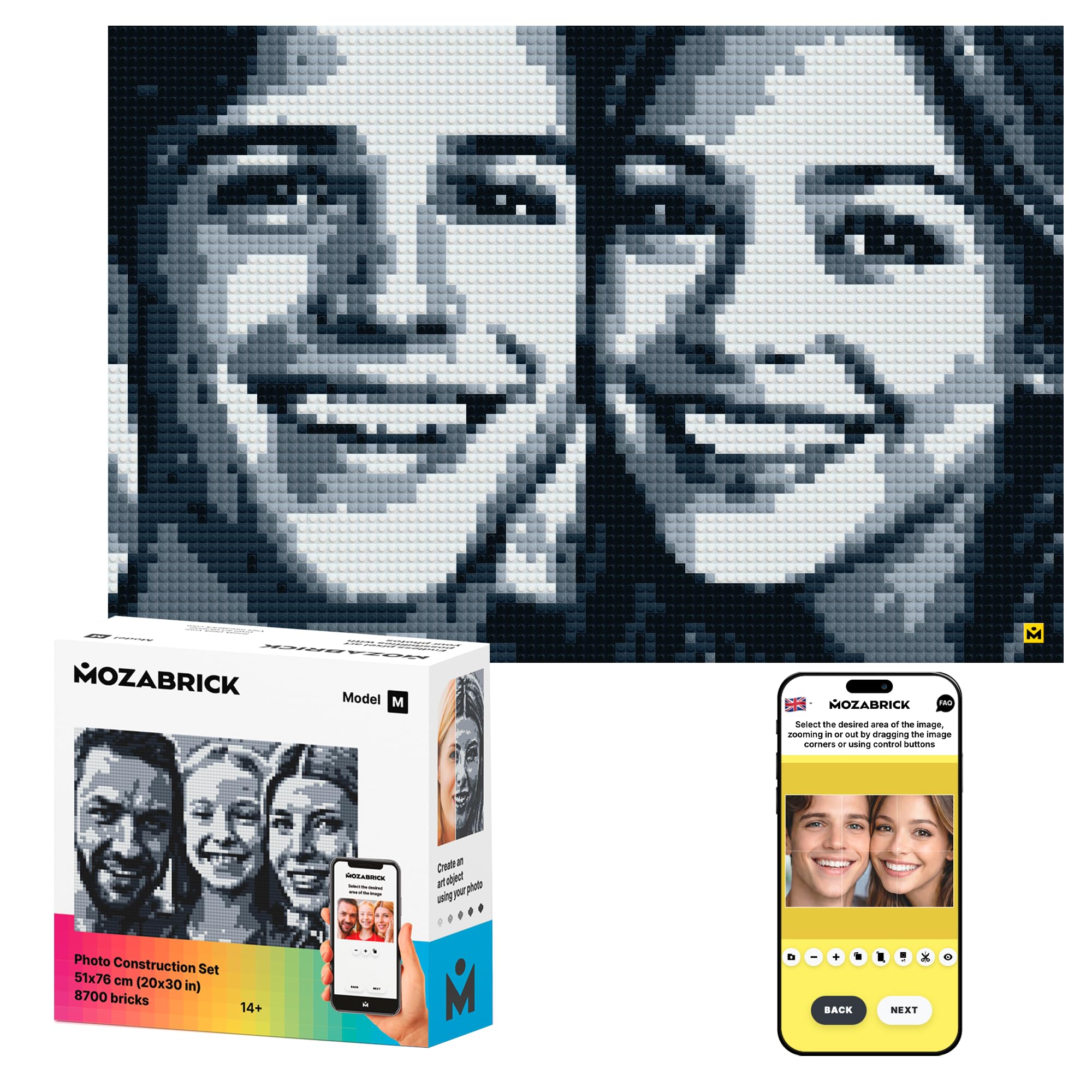 MOZABRICK Photo Builder Model M Building Game to Turn Pictures and Photographs into DIY Pixel Art Mosaic. Create Personal Puzzles with Bricks!