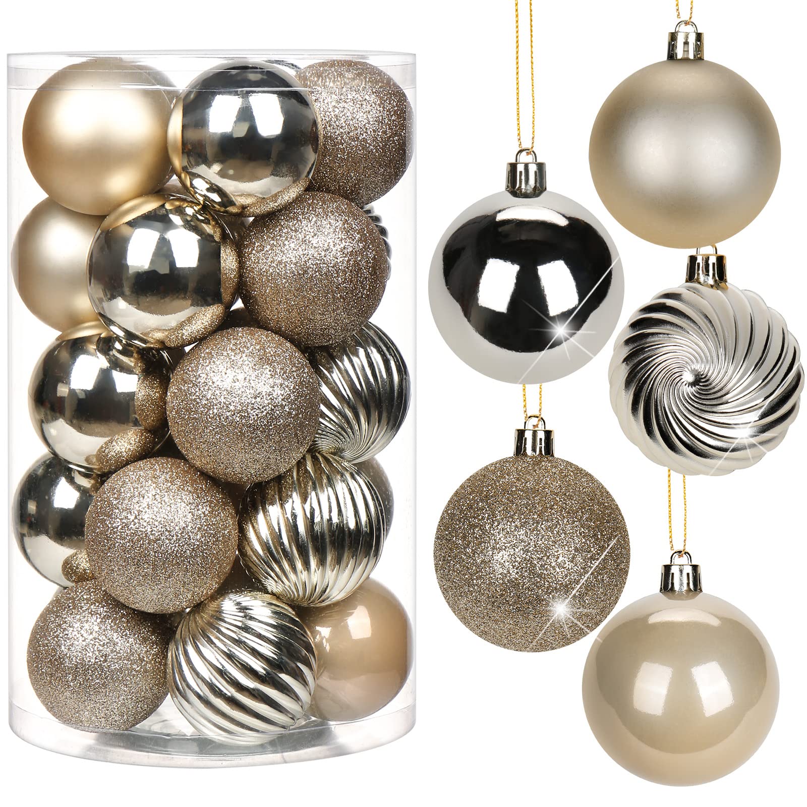 Briful 25PCS 6CM Christmas Baubles, Christmas Tree Decorations Xmas Hanging Ornaments Small Shatterproof Balls for Home Festival Gifts Xmas Decorations