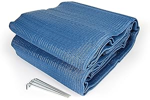 Camco 42821 RV Awning Leisure Mat, 9-Feet x 12-Feet, Blue