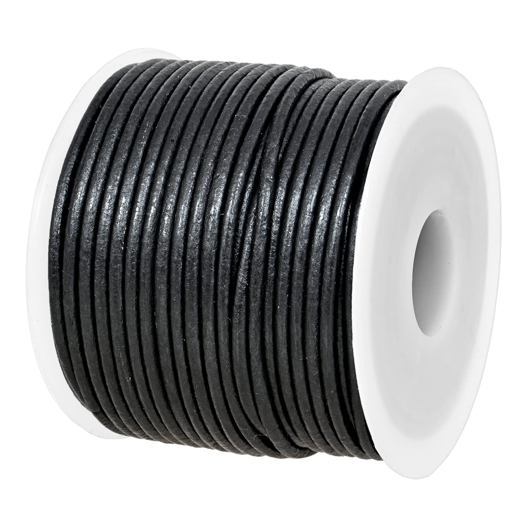 GENIQUE Real/Genuine Round Leather String Cord for Necklace, Bracelets, Jewelry, Kumihimo Braiding, DIY Projects (20 Metres) (1.5mm, Gunmetal Metallic) — image 1