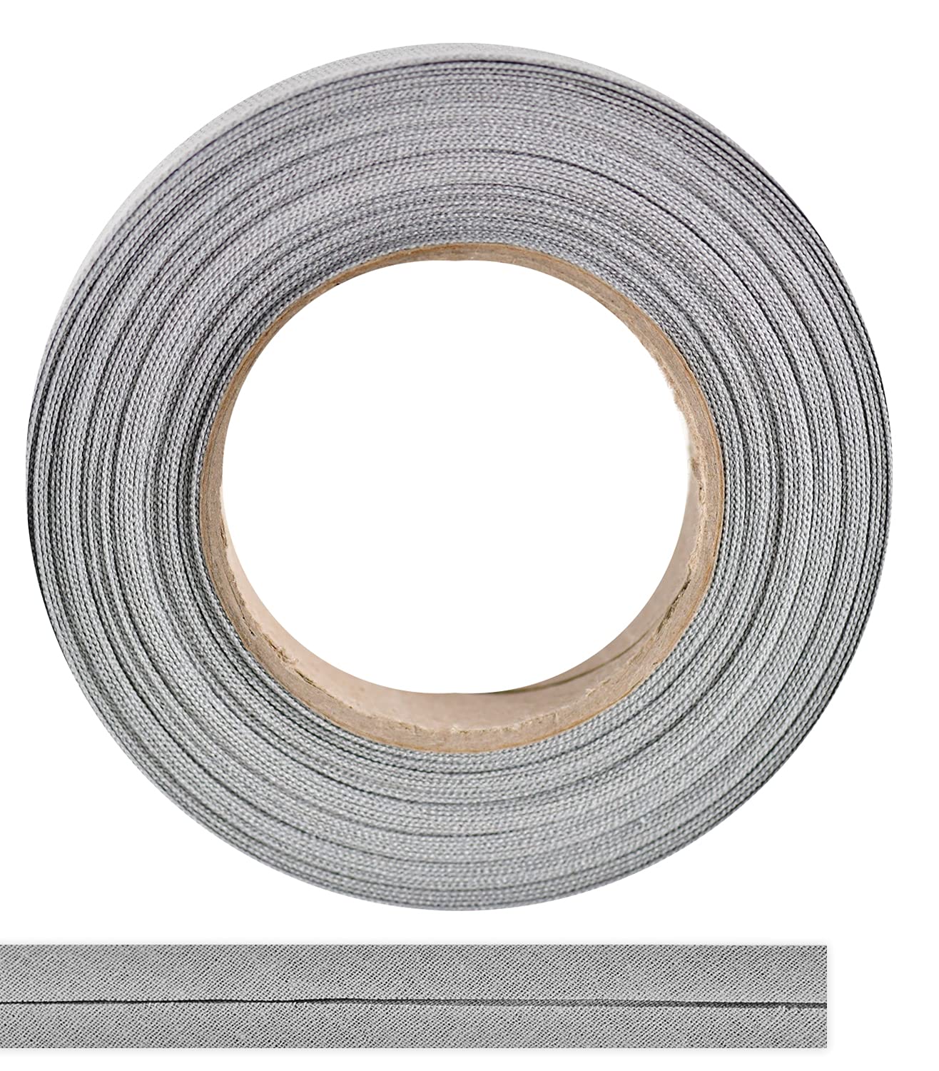 Bias binding made of 100% cotton - 10 mx 25 mm (folded) edging tape, cotton ribbon, bias binding - Ideal for DIY sewing - Made in Belgium, on a roll (grey)