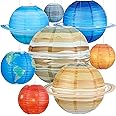 Hortsun 8 Pack Space Paper Lanterns Planets Hanging Solar System Lanterns for Birthday Outer Space Party Decorations