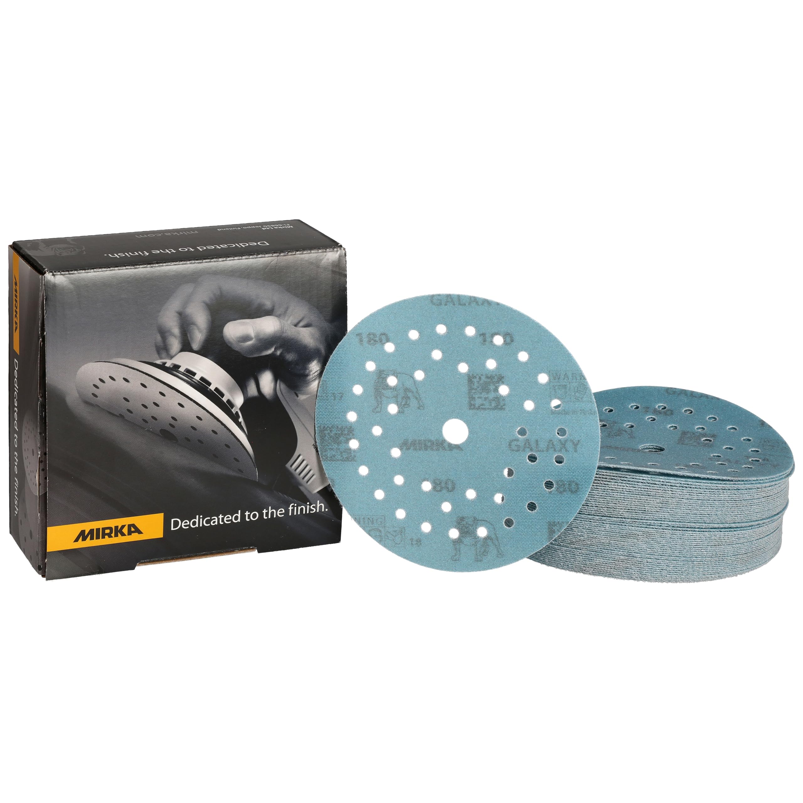 Mirka Galaxy epoxy sandpaper 125mm Hook & Loop grit 180 for sanding epoxy resin, wood, epoxy, rivertable / 50 pcs sanding discs — image 1