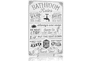 Crazysign Funny Bathroom Toilet Decor Sign Bathroom Rules Quotes Wall Art Vintage Tin Sign 8x12 Inches (3092)
