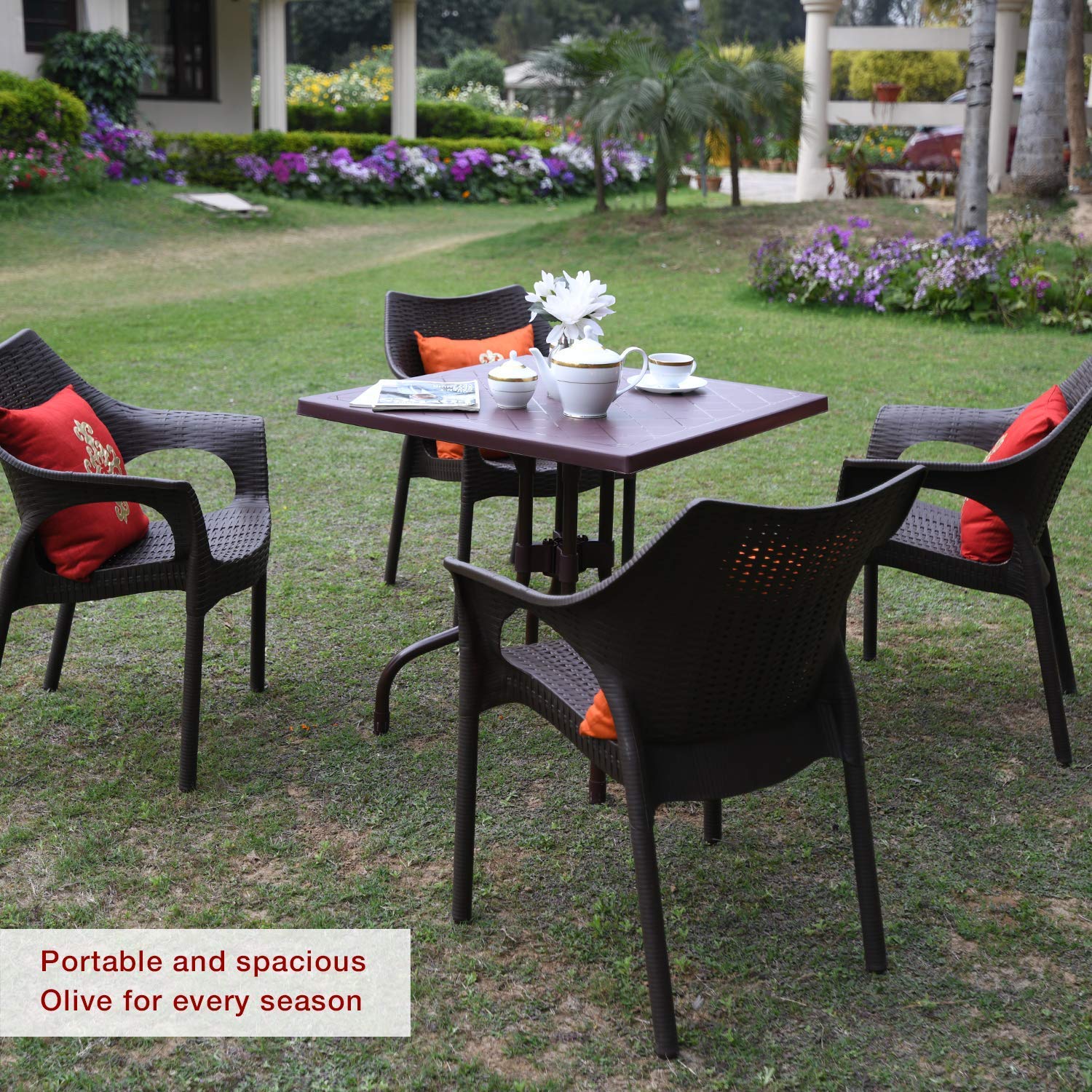 Coke Red Olive 4 Seater Plastic Dining Table For Home Olive 4 Seater Plastic Dining Table For Home Best Price With Best Deal In Your City