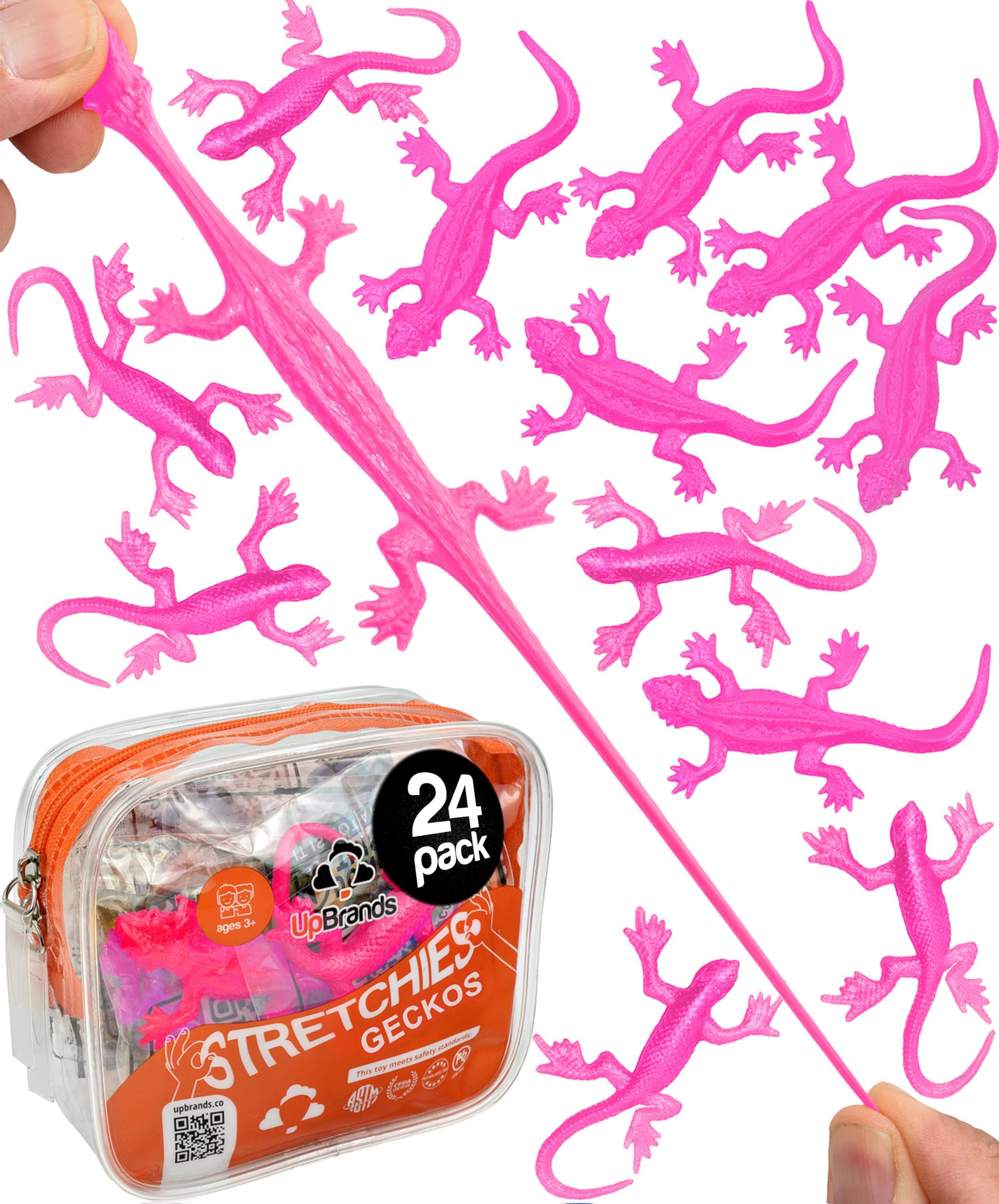 Photo 1 of UpBrands 24 Pack PINK Super Stretchy Lizard Toys - Delightful Party Favors, Rubber Lizards for Kids, Reptile & Newt Toy | Learning Through Play Prizes, Stress-Relief & Pink Celebrations