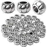Aylifu 50pcs Antique Silver 5mm Large Hole Spacers Round Spacer Beads Alloy European Style Tube Beads Jewelry Spacer Charms for DIY Bracelet Jewelry Crafts Making