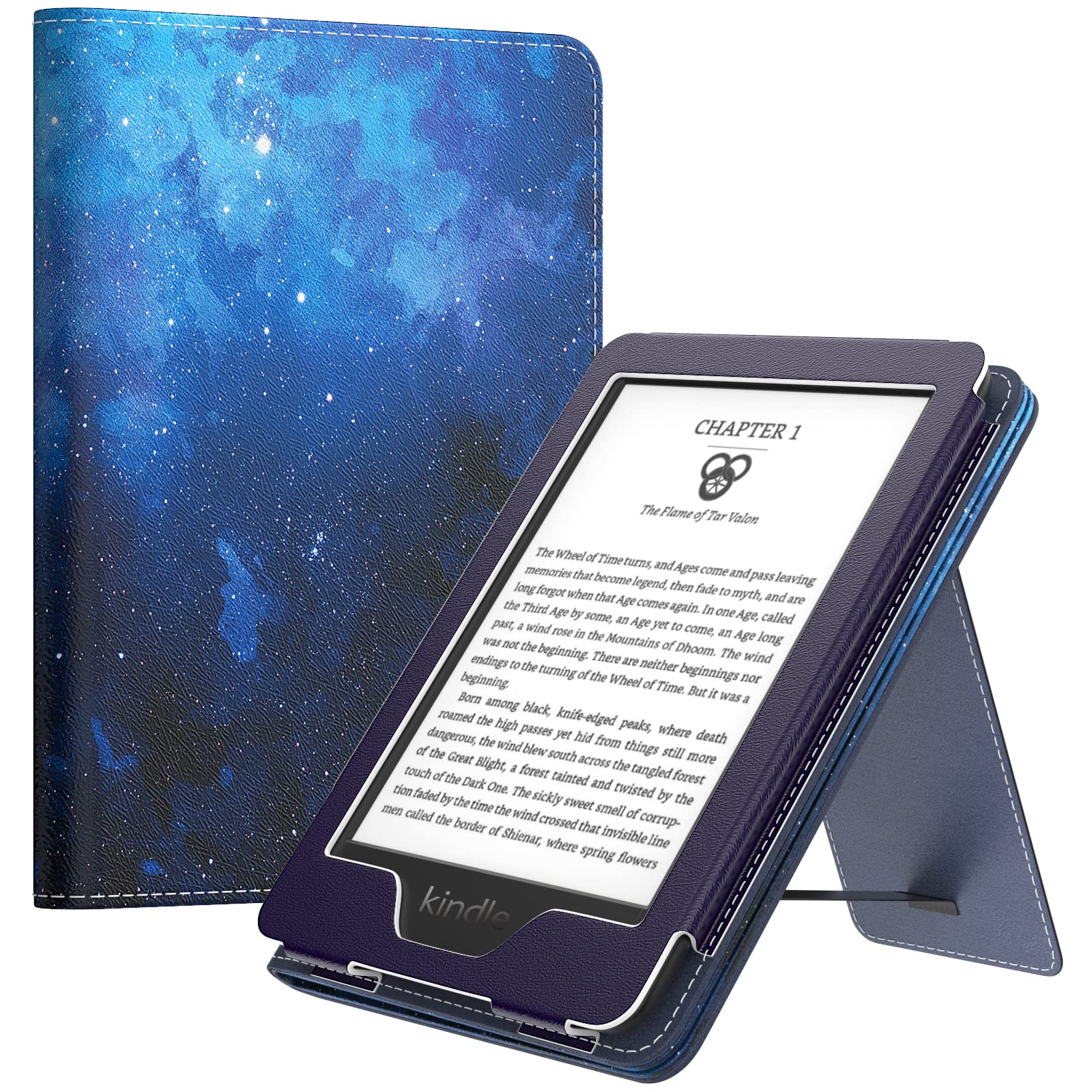 MoKo Case for All-New 6" Kindle(11th Generation, 2024/2022 Release)/(10th/8th Gen, 2019/2016), Ultra Lightweight PU Shell Cover with Auto Wake/Sleep for Kindle 2024, Blue Starry Sky