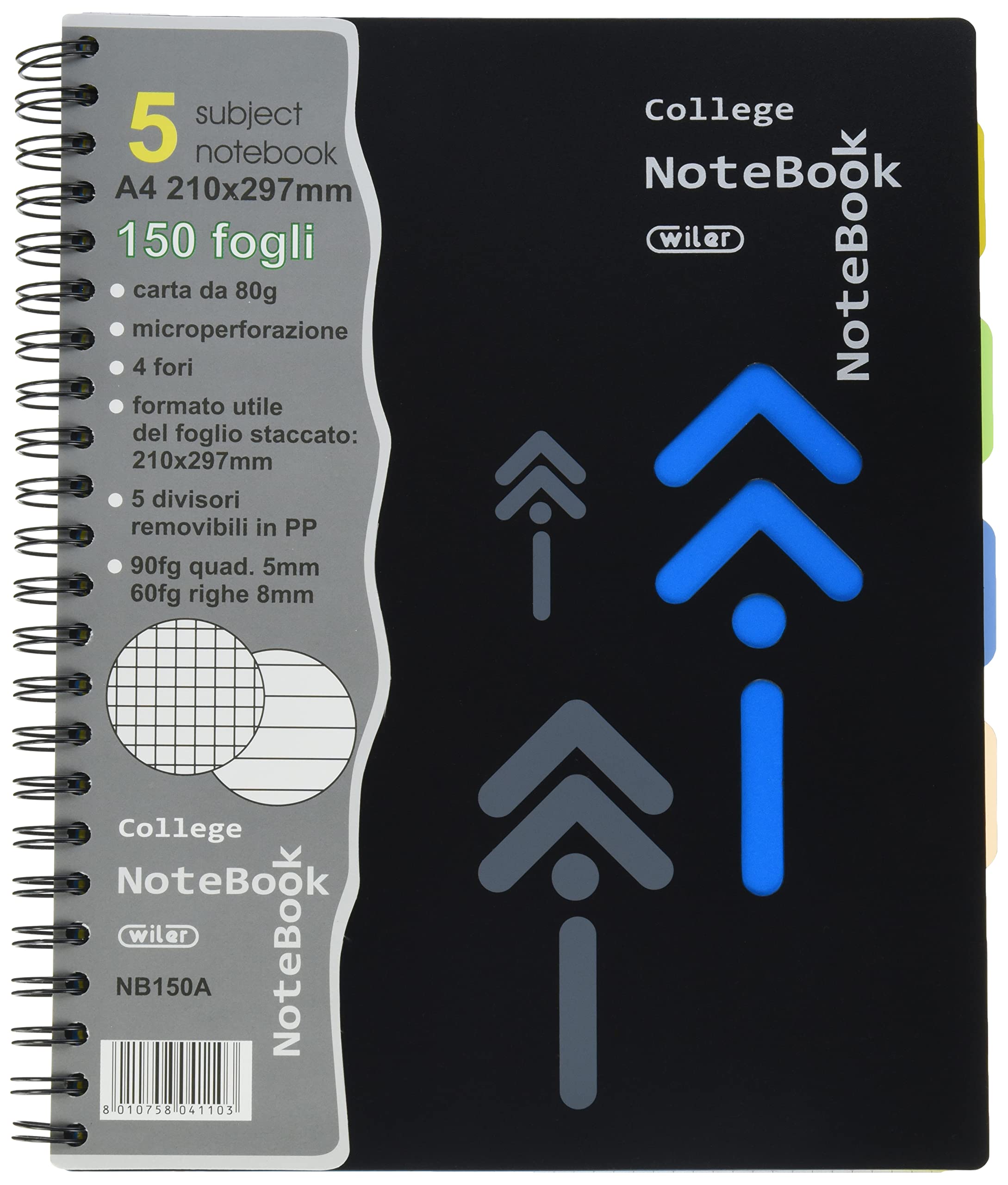 Wiler Spiral Notebook Squared and Lined Paper