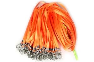 Bird Fiy Orange Lanyards 50PCS Nylon Bulk Lanyard for Id Badges,Badge Lanyards Swivel Hooks Clips Great for Name Tags Badge (50PCS, Orange)