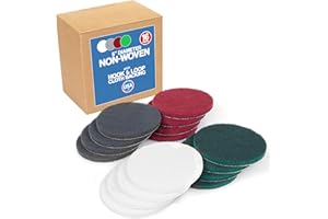 PEACHTREE WOODWORKING SUPPLY 5" Abrasive Pad Hook & Loop Round Non-Woven Surface Prep Discs, Polish Wood, Strip Paint, Remove Rust, Deburring, Oxidation, Coarse, Medium, Fine Scuff Pads - 240 320 800 Grit - 16 Pack (Assorted)
