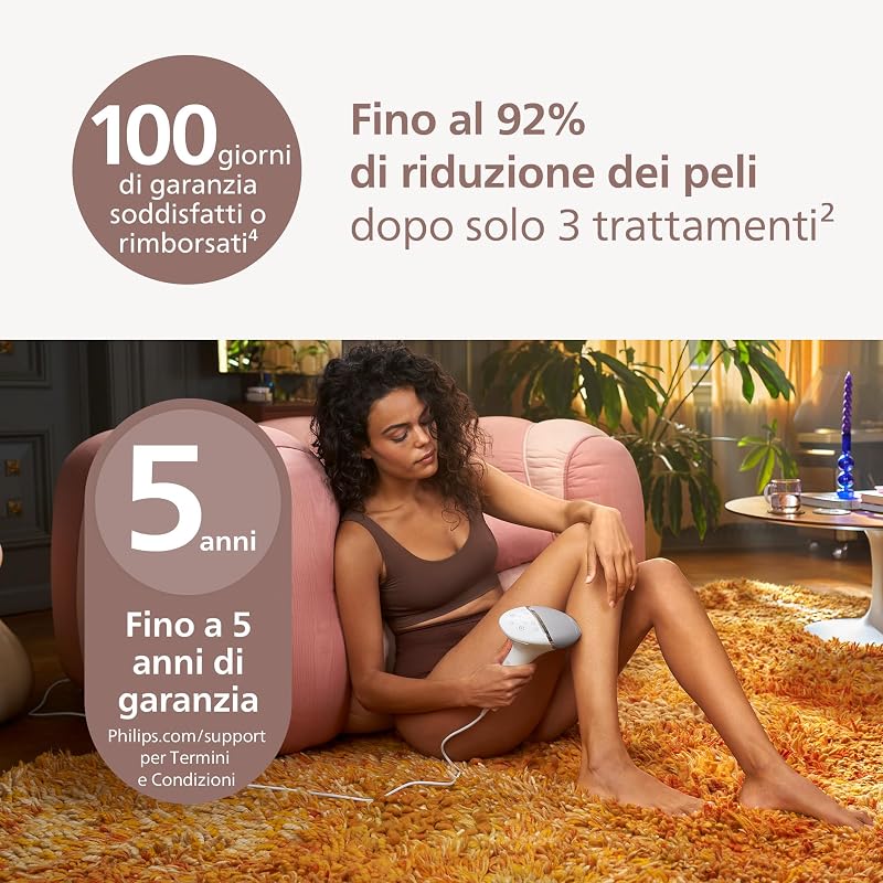 Lumea 8000 Series, dispositivo di epilazione IPL, alternativa ai dispositivi di epilazione laser, con tecnologia SenseIQ, 3 accessori per corpo, viso e zone di precisione, modello BRI946/00