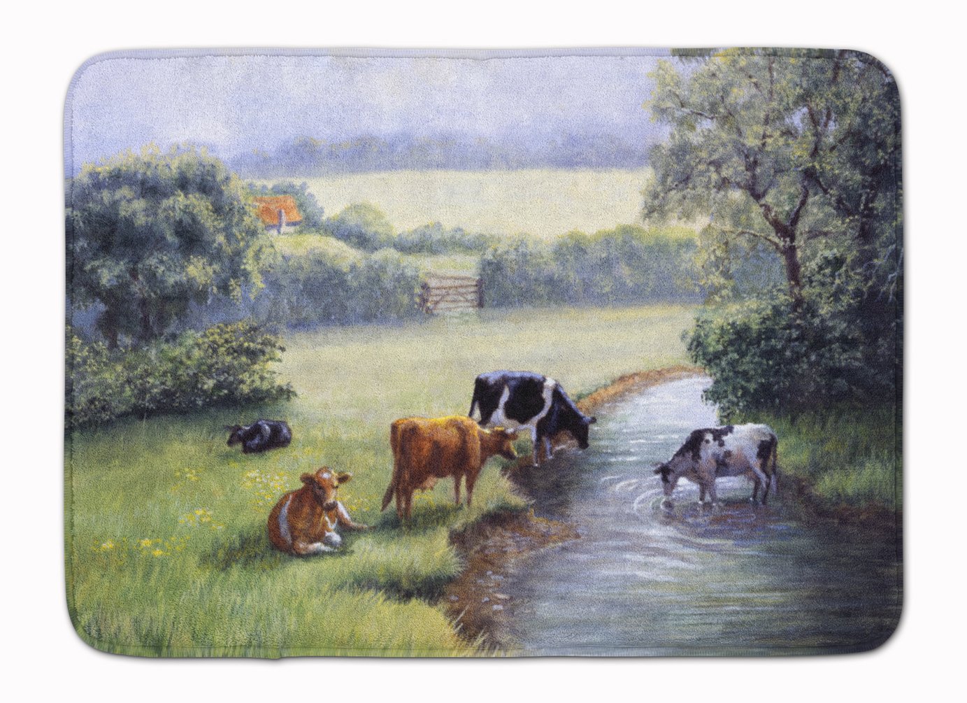 Caroline's Treasures BDBA0350RUG inches Cows Drinking at the Creek Bank inches Floor Mat, 19 inches x 27 inches, Multicolor