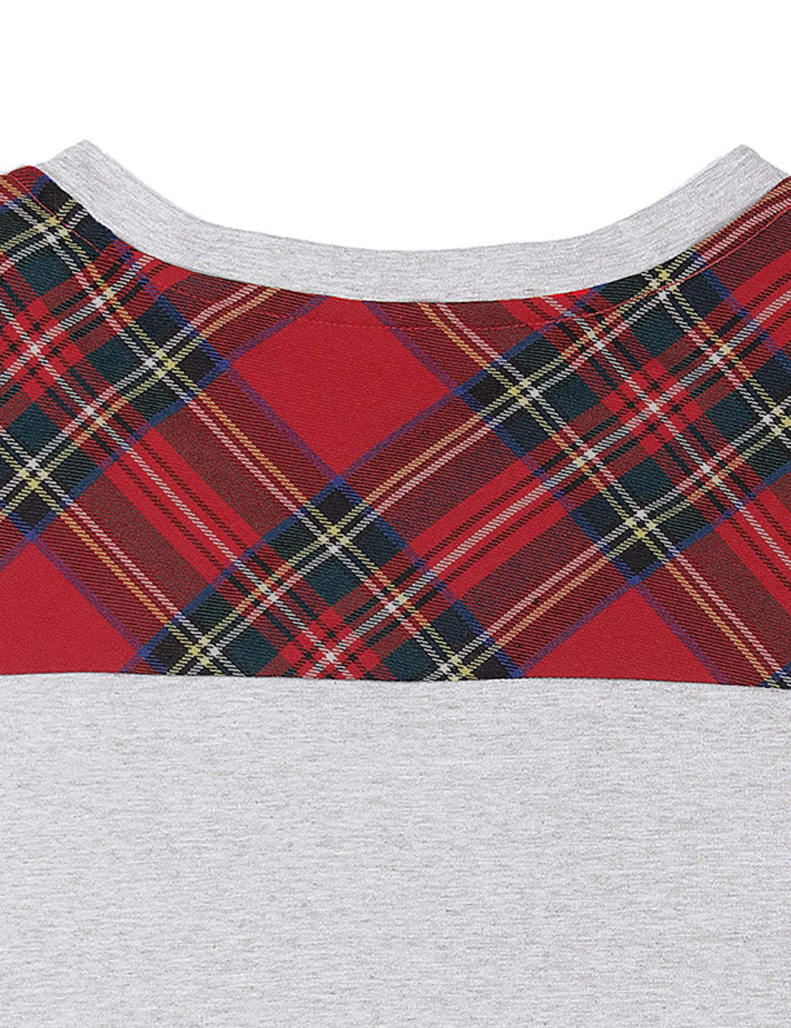 Blooming Jelly Womens Plaid Shirt Short Sleeve Crew Neck T-Shirt Color Block Top Pocket Knit Tunic(Medium, Grey)