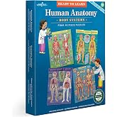 eeBoo Human Anatomy 48 Giant Piece Children's Puzzle, Four 12 PC Puzzles | Develops Fine Motor Skills, Spatial-Reasoning &amp; Patience. 2" x 2" vibrant pieces are double coated, sturdy &amp; dust free