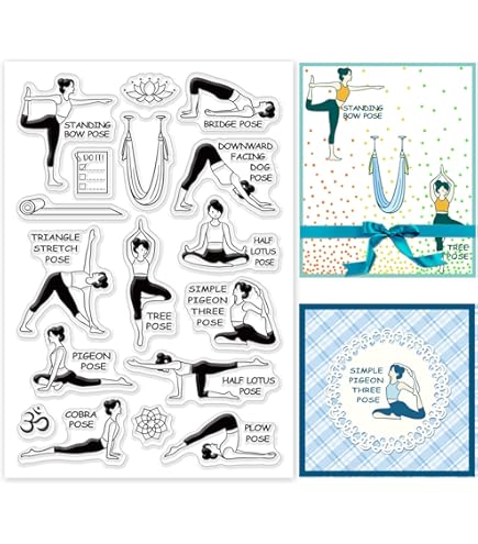 Yoga Theme Clear Stamps - Soft Rubber Gel Stamps For Card Making & Scrapbooking
