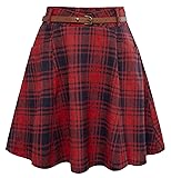 Belle Poque Red Plaid Skirt Mini A line Academia