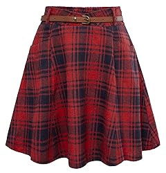 Belle Poque Red Plaid Skirt Mini A line Christmas