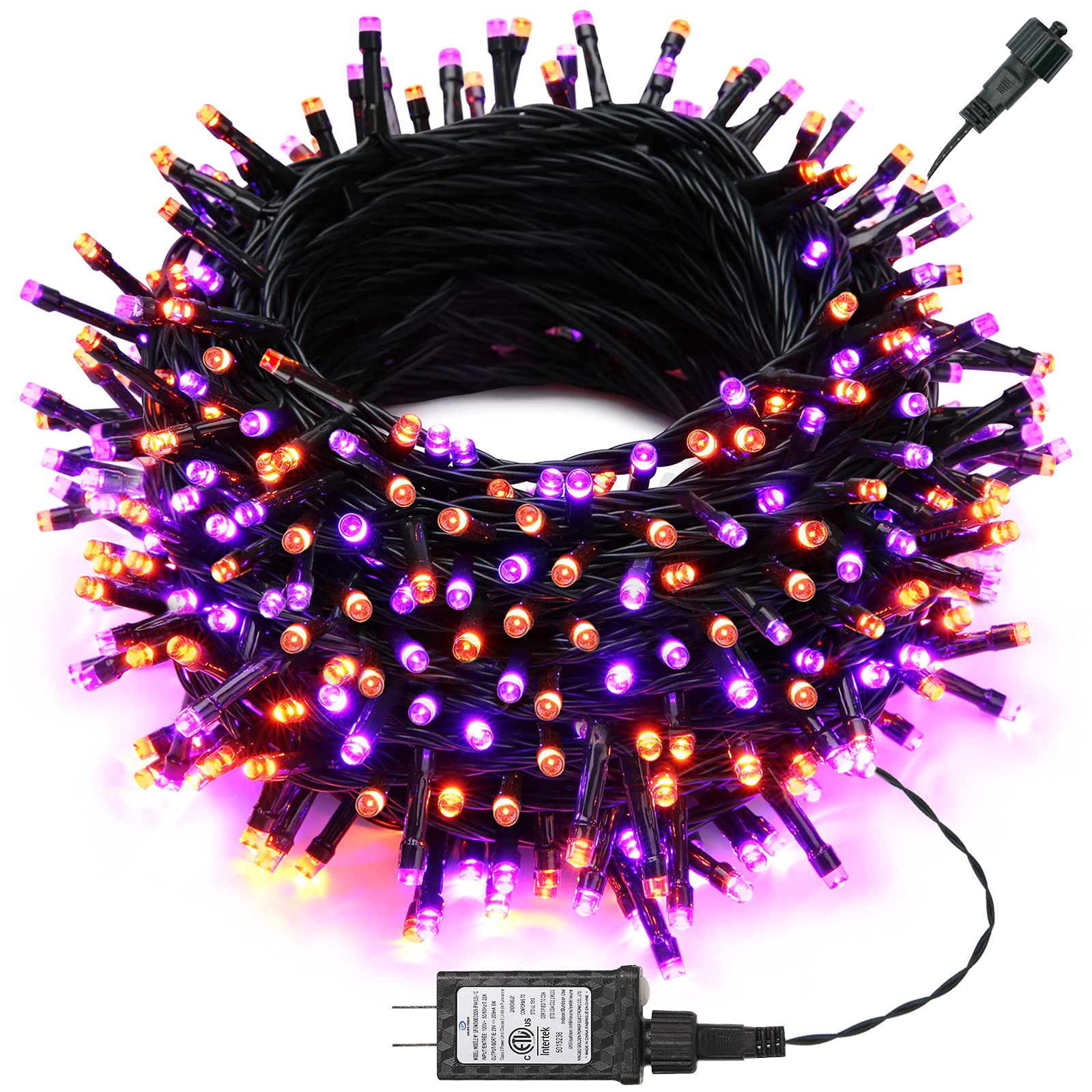 Photo 1 of Joomer Orange Purple Halloween Lights, 100FT 300 LED String Lights with 8 Modes Timer Waterproof Plug in Indoor Outdoor String Light Connectable for Halloween Decorations