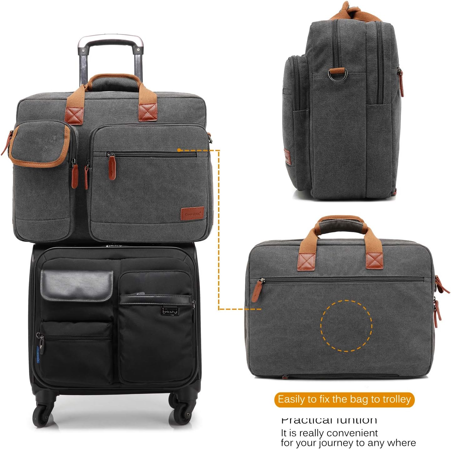 CoolBELL 15.6 Inch Laptop Bag Canvas Briefcase Protective Messenger Bag Shoulder Bag for Laptop/Ultrabook/Tablet/Men/Women/Business (Canvas Dark Grey): Computers & Accessories