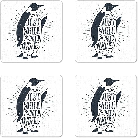 Citation Dessous De Verre Lot De 4 Pingouin Agitant Son Flipper